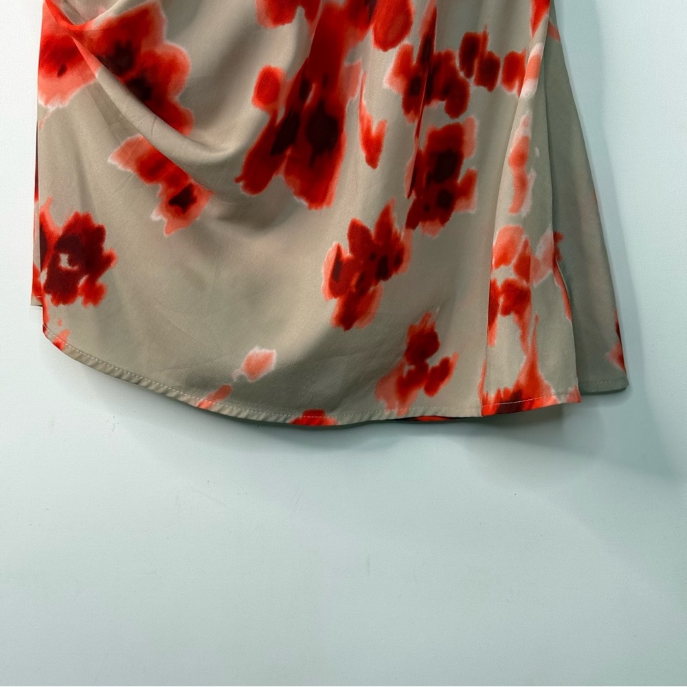 Michael Michael Kors Womans Floral Top Blouse Rusched Side Short Sleeve Size 8 - Picture 4 of 10